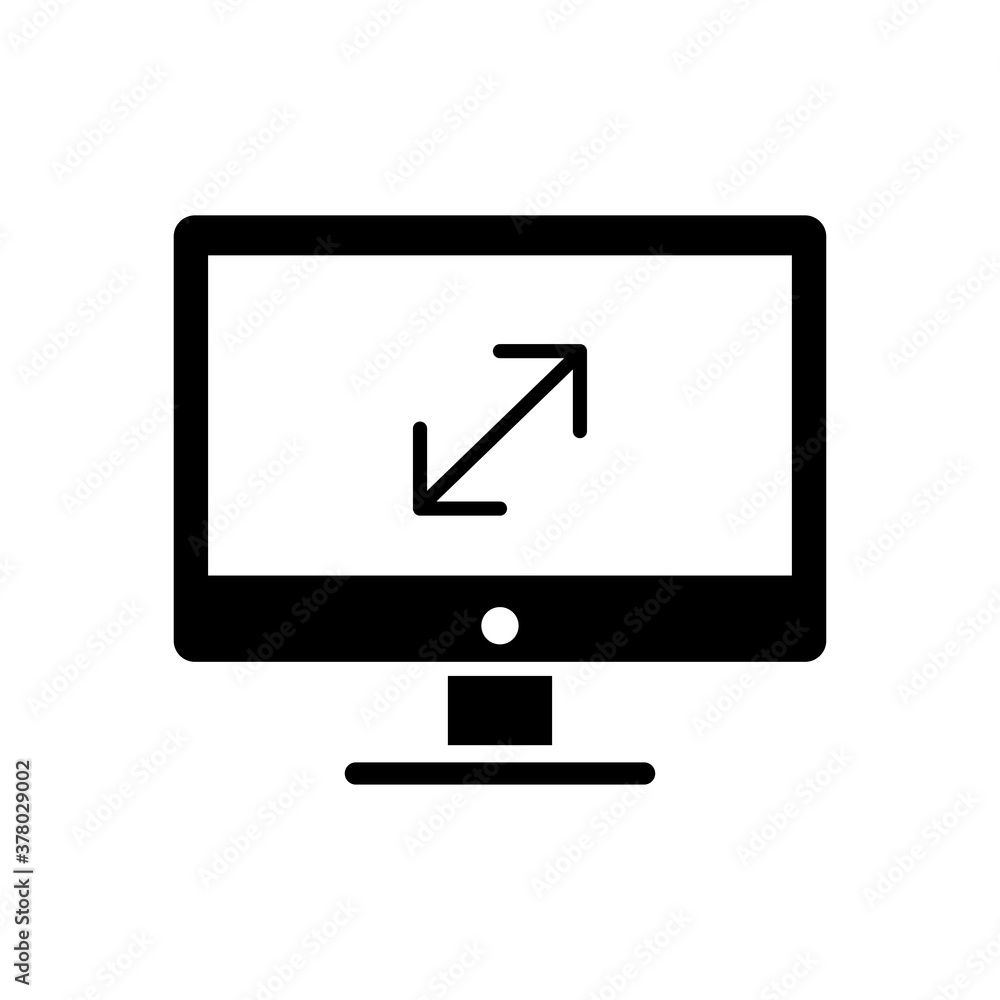 desktop computer monitor with arrows silhouette style icon desktop computer monitor with arrows silhouette style icon