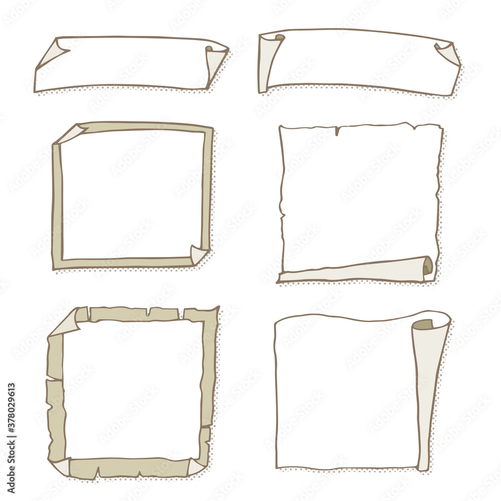 シンプルな古いメモのイラストセット ドットの影あり Stock Vector Adobe Stock