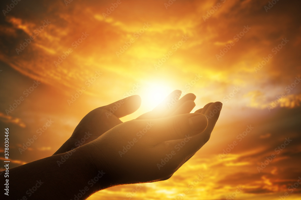 Fotografie Human hands open palm up worship