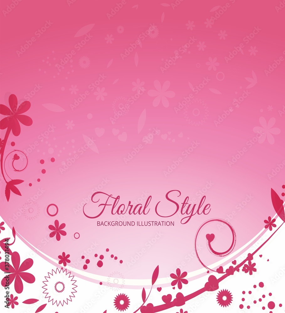 Flora Style Background Illustration Pink White Flora Style Background Illustration Pink White
