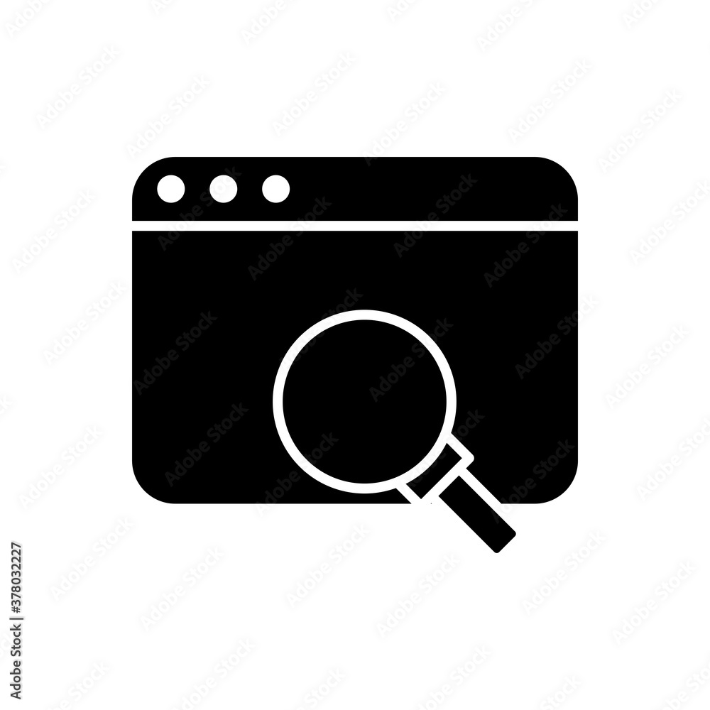 webpage template with magnifying glass silhouette style icon webpage template with magnifying glass silhouette style icon