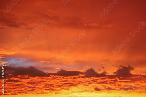 A colorful fiery sunset in San Diego, California.