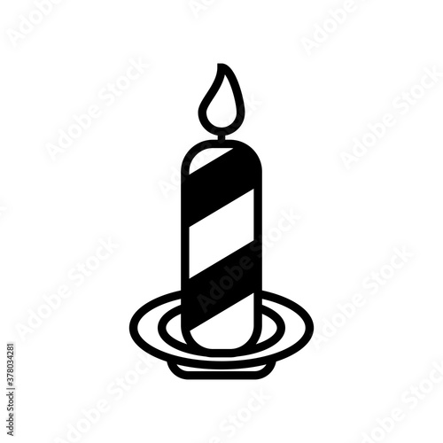halloween candle with stripes line style icon
