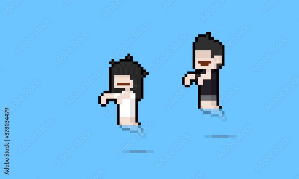 Pixel art cartoon funny ghost character. Pixel art cartoon funny ghost character.
