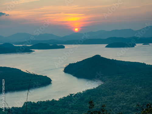 sunset view from mountain over the mangrove 