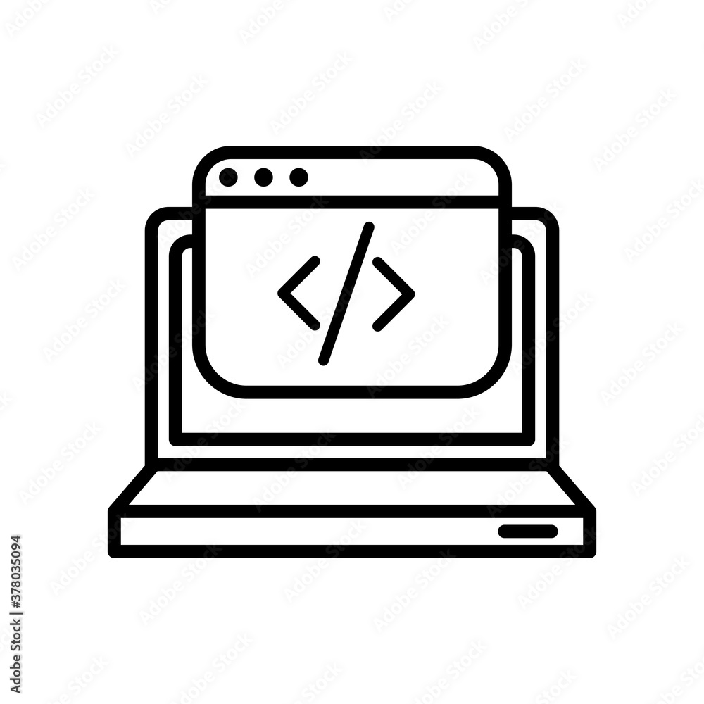 laptop computer portable with template line style icon laptop computer portable with template line style icon