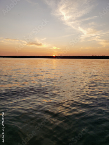 Beautiful sunset on Child's Lake in Duck Mountain Provincial Park, Manitoba, Canada