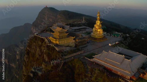 drone view of emei mountain jinding scenic