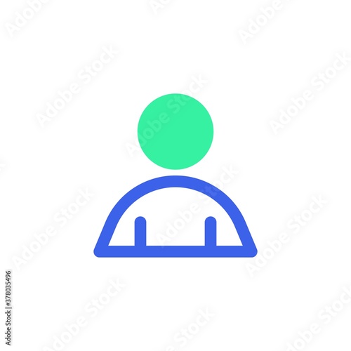 User contact icon vector, filled flat sign, bicolor pictogram, man avatar green and blue colors. Symbol, logo illustration