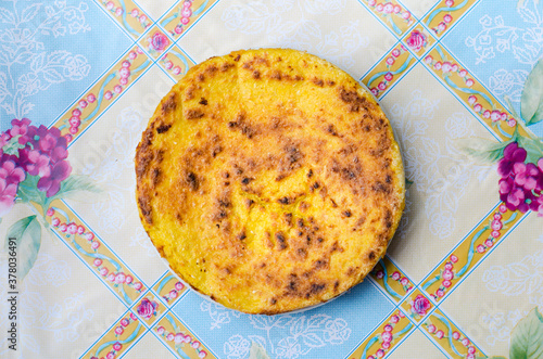 Sweet corn tortilla or changa is a traditional Panamanian recipe often served for breakfast