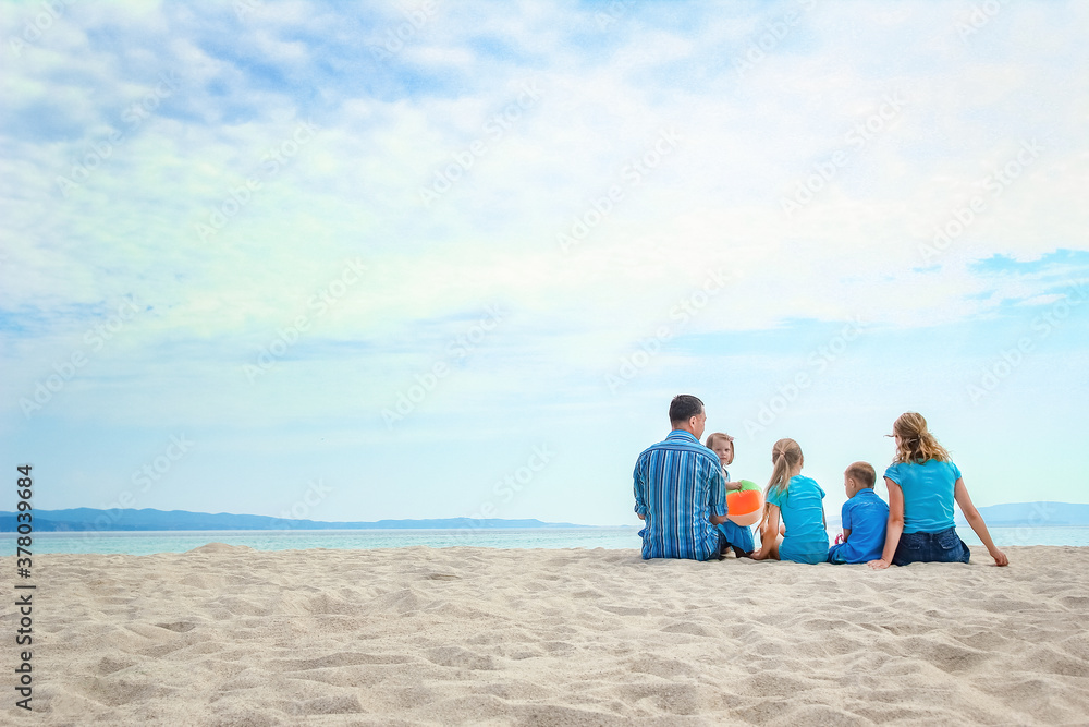 happy family at sea in greece on nature background happy family at sea in greece on nature background
