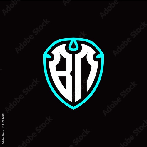 Fototapeta Naklejka Na Ścianę i Meble -  Initial B N letter with shield modern style logo template vector