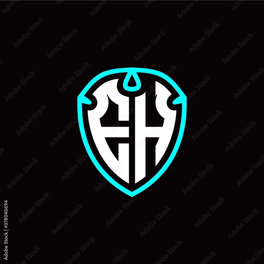 Initial E H letter with shield modern style logo template vector