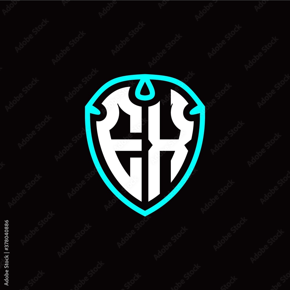 Fototapeta premium Initial E X letter with shield modern style logo template vector