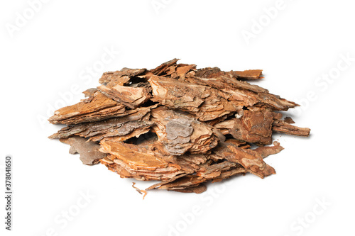 Heap of Pine Tree Bark Chip Isolated