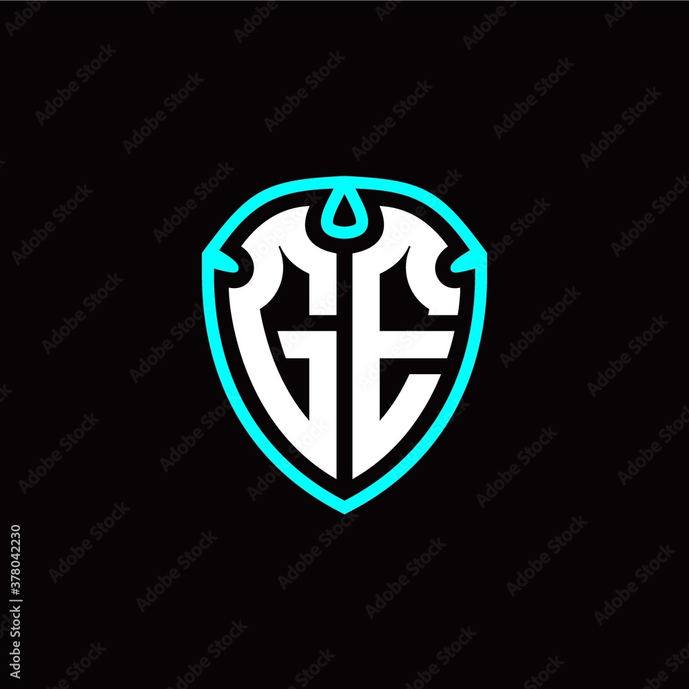 Initial G E letter with shield modern style logo template vector Initial G E letter with shield modern style logo template vector