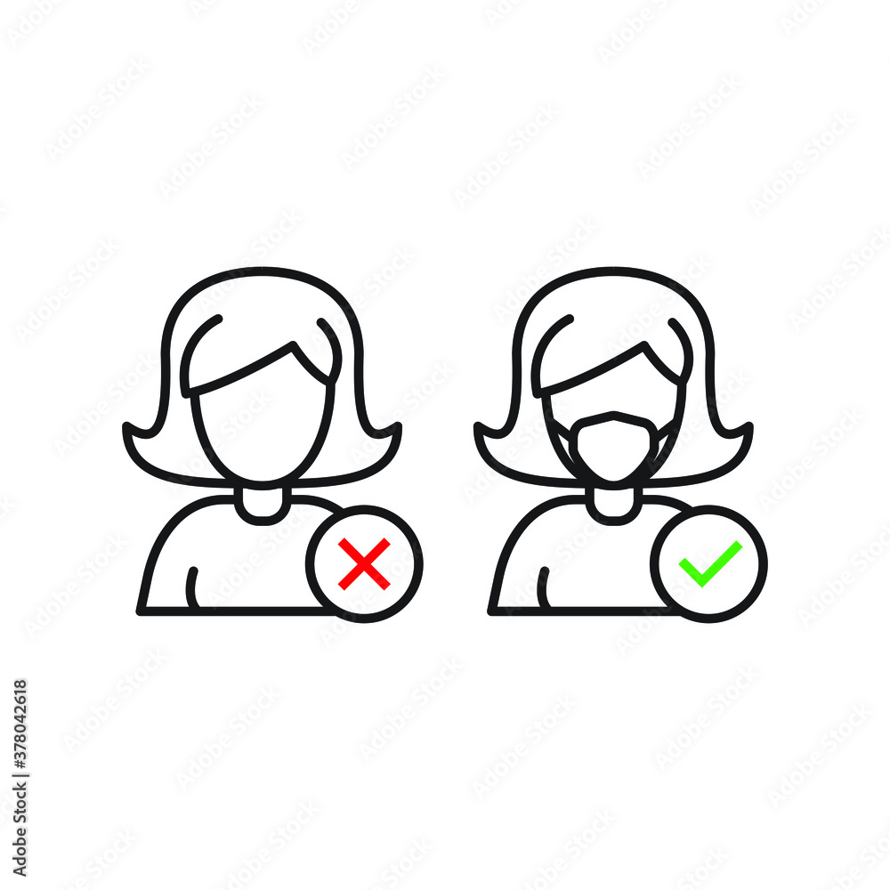 No Entry Without Face Mask or Wear a Mask Icon. isolated on white background. vector illustration No Entry Without Face Mask or Wear a Mask Icon. isolated on white background. vector illustration