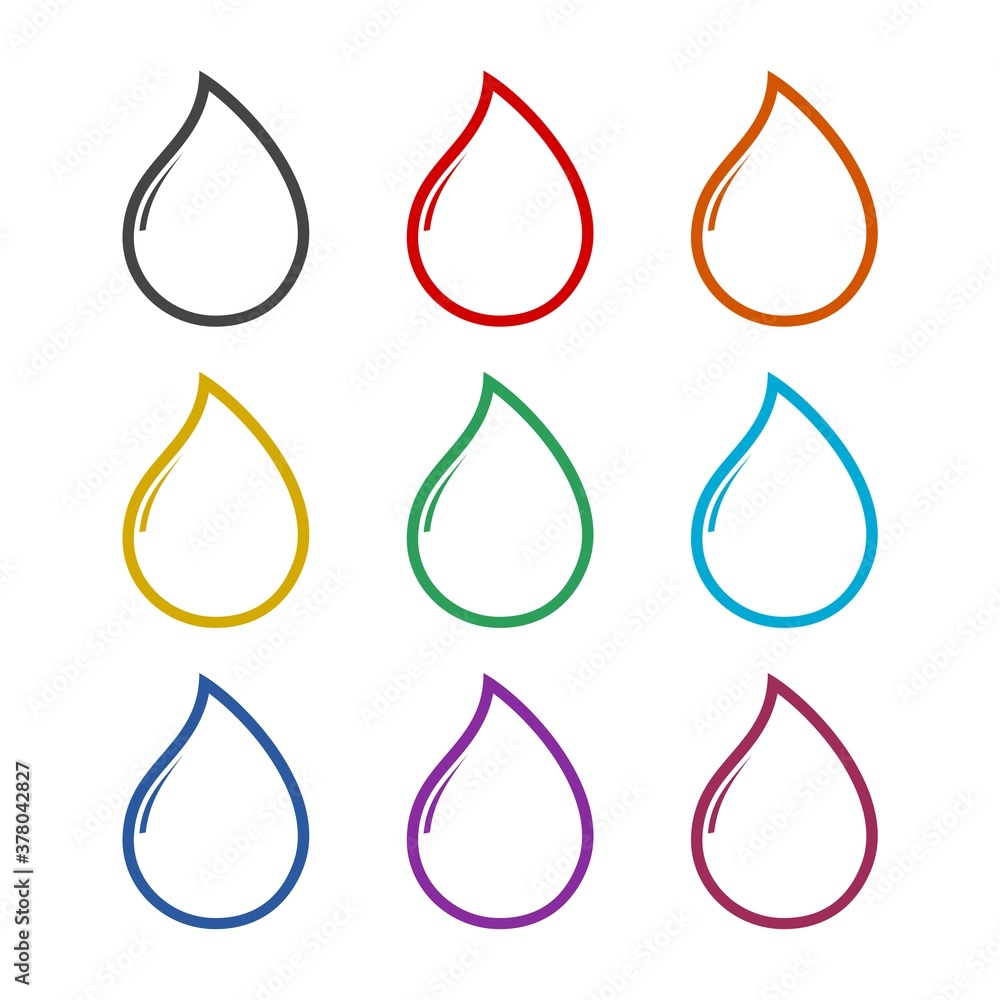 Water drop icon, color set Water drop icon, color set