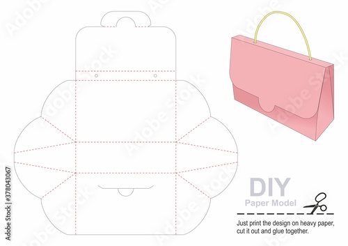 Gift Box Template. Paper Bag Self - folding. DIY.