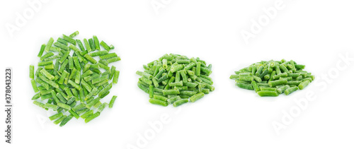 Chopped Frozen Green Beans Isolated on White