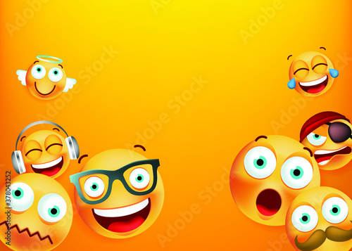 Wallpaper Mural High Quality Emoticon Character Yellow Background . Isolated Vector Elements Torontodigital.ca