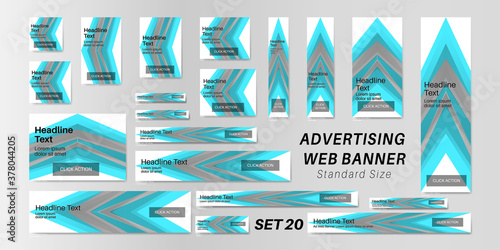 web banner standard size, abstract vector background for advertising.