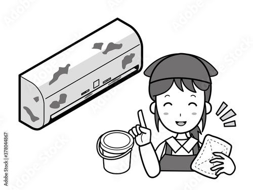 汚れがひどい古いエアコンを清掃します