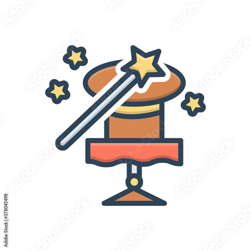 Color illustration icon for magic trick