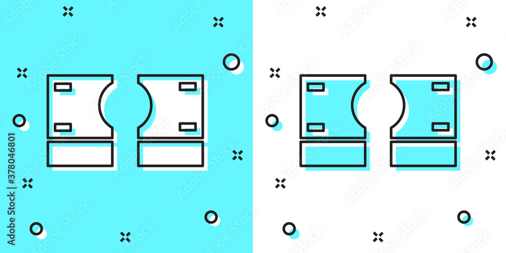 Black line Stacks paper money cash icon isolated on green and white background. Money banknotes stacks. Bill currency. Random dynamic shapes. Vector Illustration. Black line Stacks paper money cash icon isolated on green and white background. Money banknotes stacks. Bill currency. Random dynamic shapes. Vector Illustration.