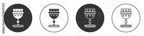 Black Medieval goblet icon isolated on white background. Circle button. Vector.
