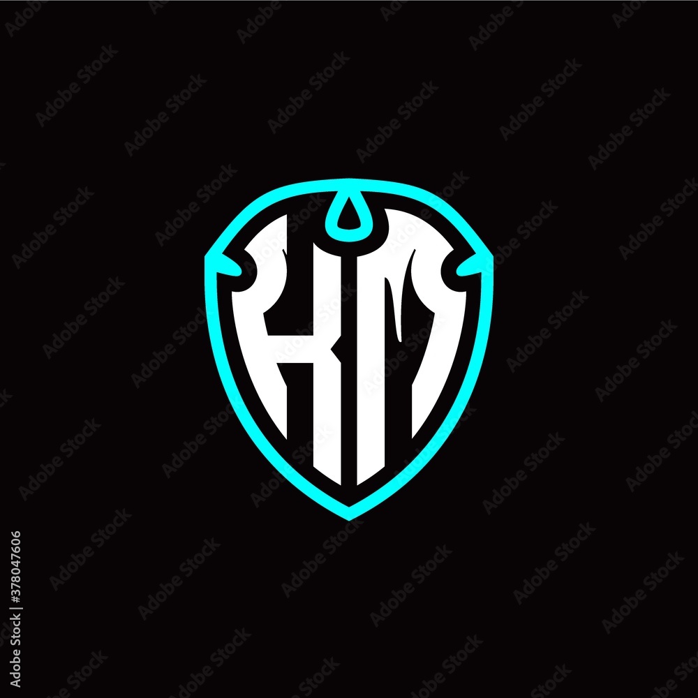 Initial K M letter with shield modern style logo template vector