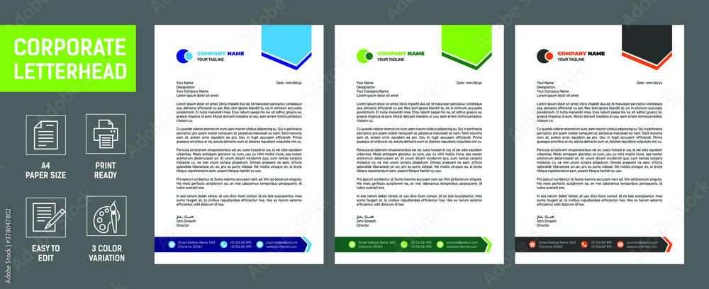 Business Letterhead Template Set Business Letterhead Template Set