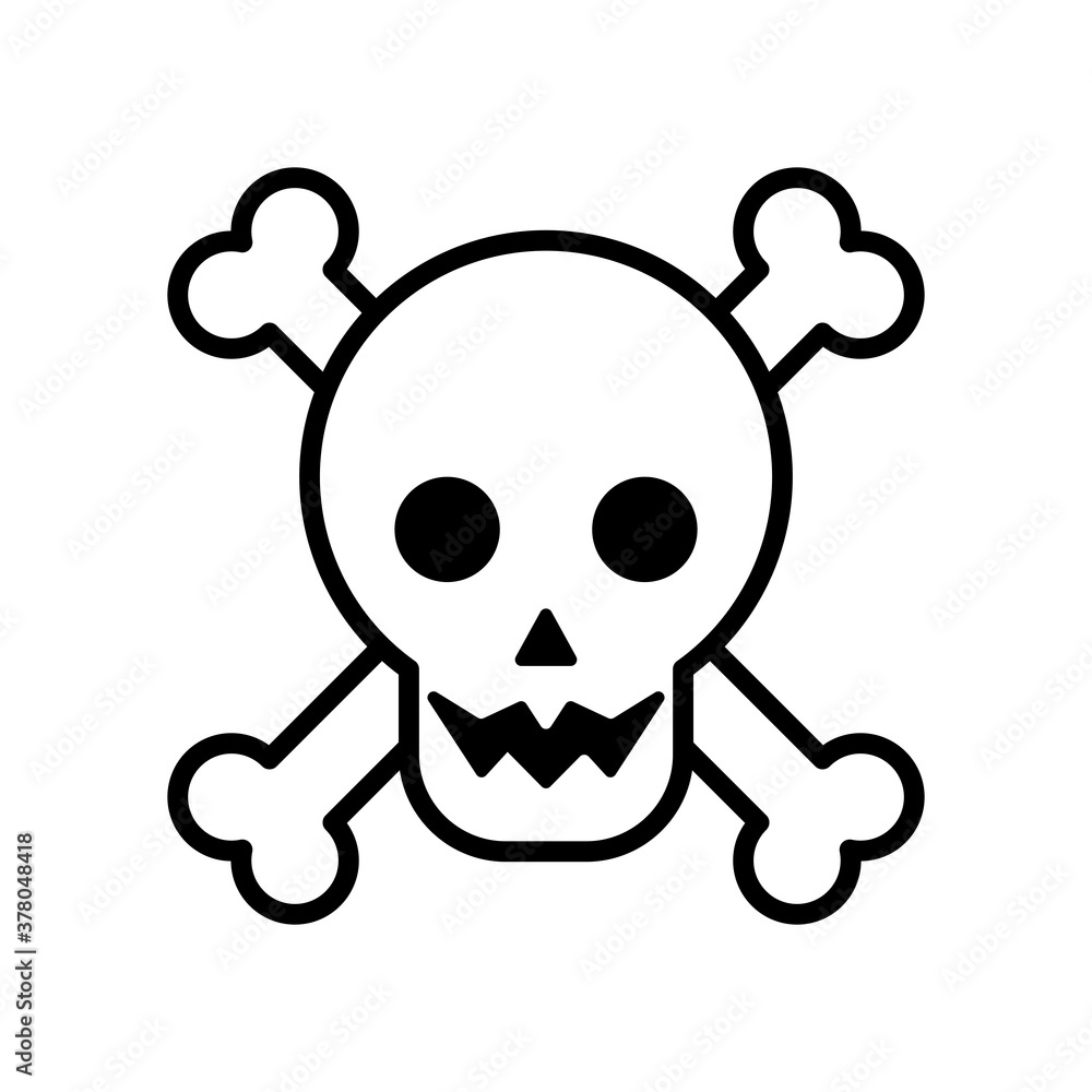 halloween head skull and bones crossed line style icon halloween head skull and bones crossed line style icon