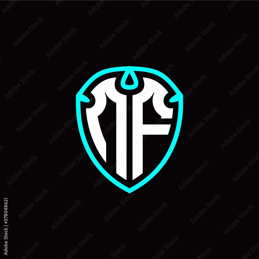 Initial N F letter with shield modern style logo template vector