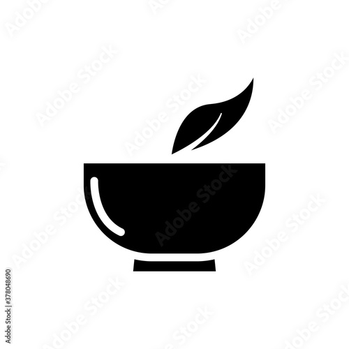 Leaf and bowl icon. vegetarian icon. Design template vector © sobahus surur