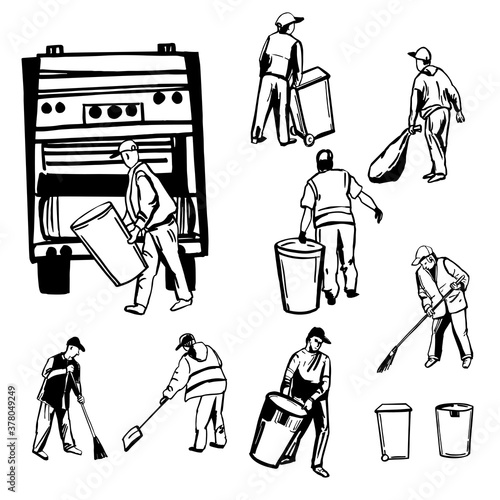 City street cleaners, sanitation workers.