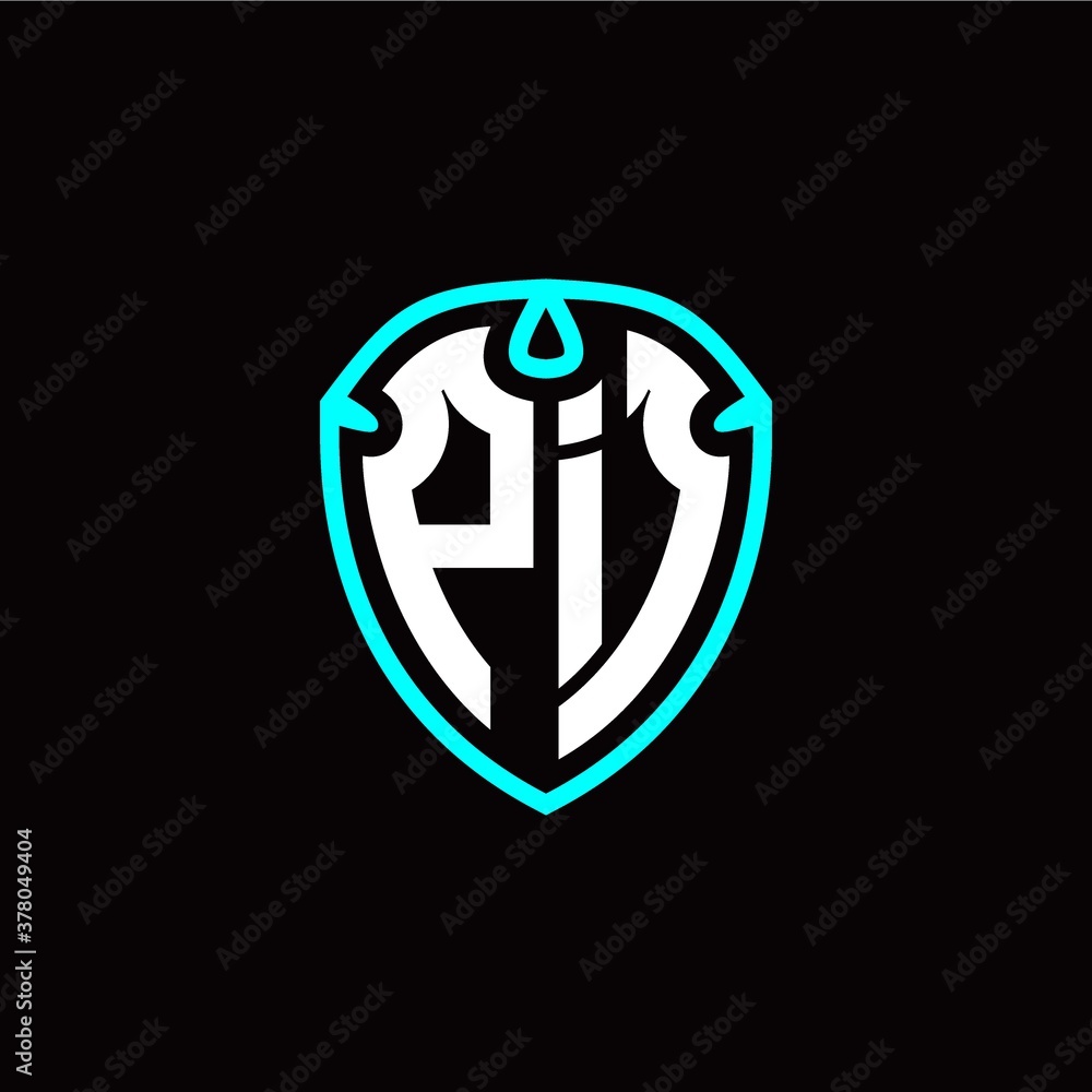 Initial P I letter with shield modern style logo template vector Initial P I letter with shield modern style logo template vector
