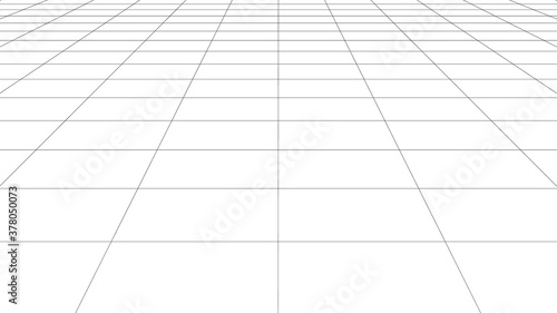 Empty futuristic digital room white background with black grid space line color surface. Network cyber technology. banner, cover, terrain, sci-fi, wireframe, and related to background.