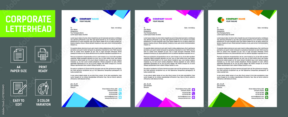 Modern Creative & Clean business style letterhead of your corporate project design. set to print with vector & illustration