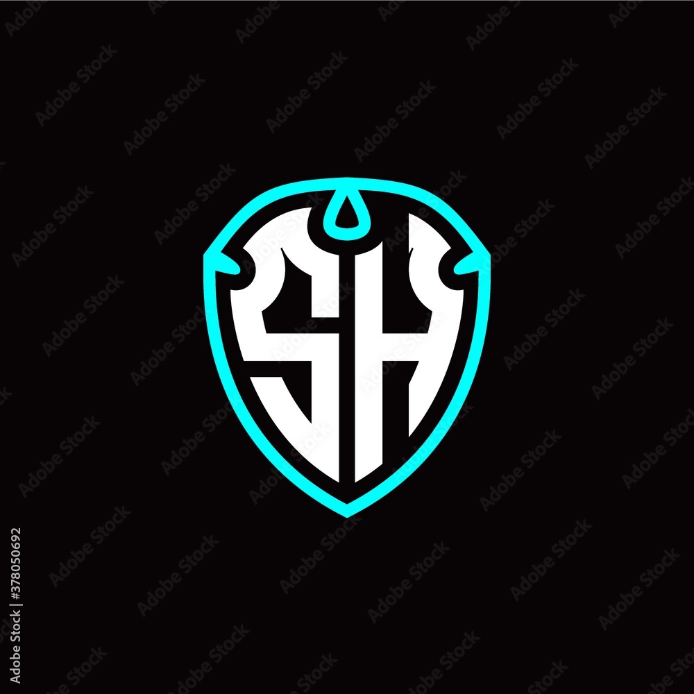 Initial S H letter with shield modern style logo template vector