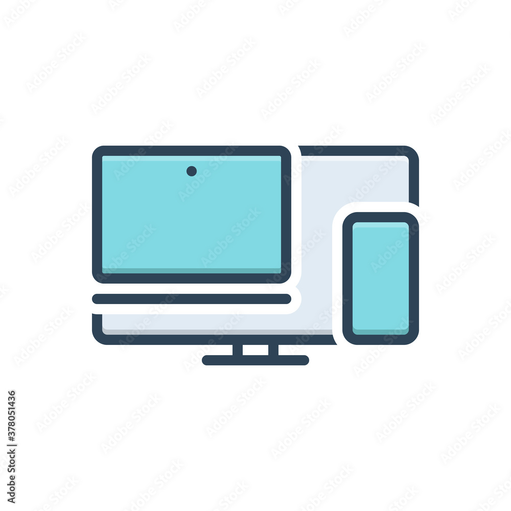 Color illustration icon for multiple devices