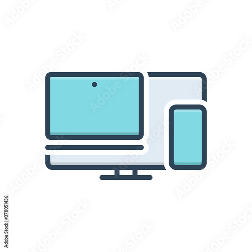 Color illustration icon for multiple devices