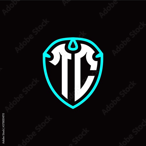 Initial T C letter with shield modern style logo template vector