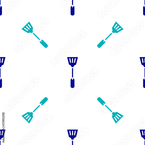 Blue Fly swatter icon isolated seamless pattern on white background. Vector.