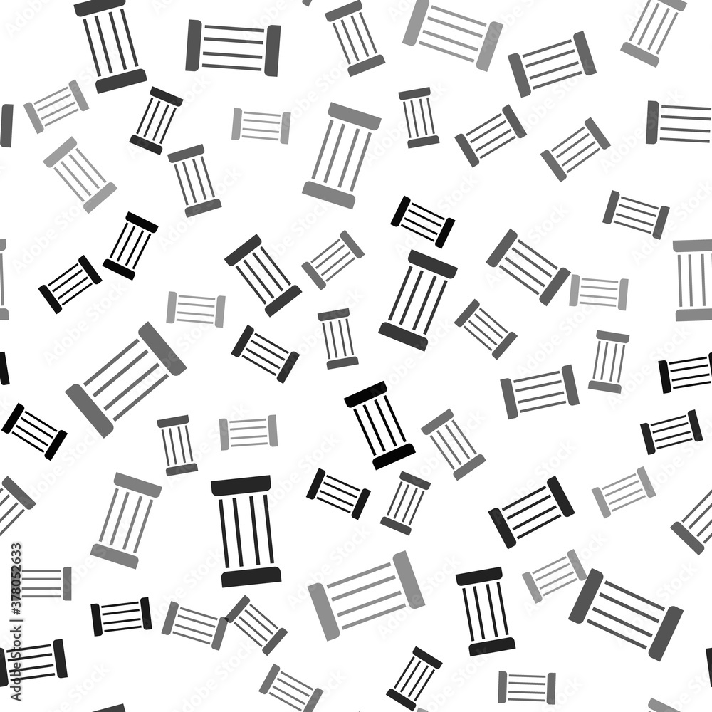 Black Ancient column icon isolated seamless pattern on white background. Vector. Black Ancient column icon isolated seamless pattern on white background. Vector.