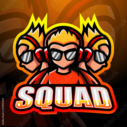 3 squad boys esport logo design