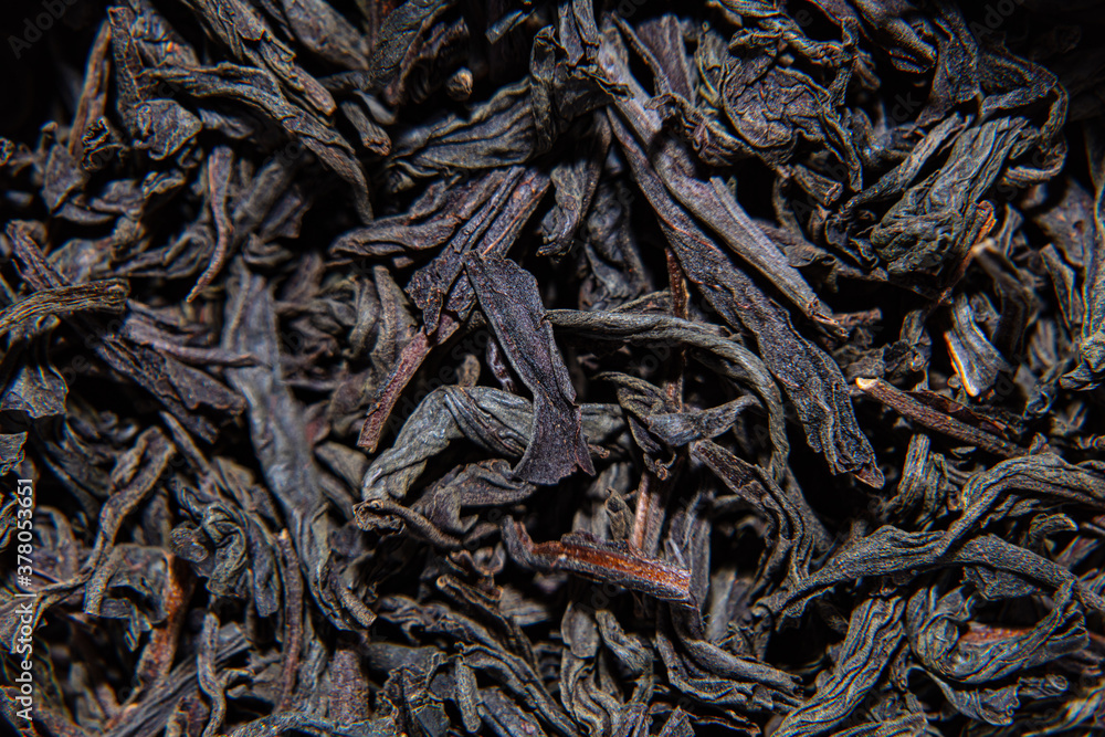 Closeup of dried tea leaves, pattern, texture, background Closeup of dried tea leaves, pattern, texture, background
