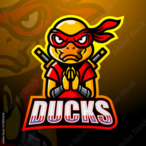 Ninja duck mascot esport logo design