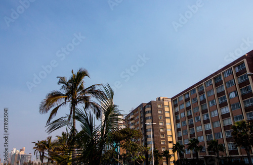 Looking Up at Durban's Beachfront Hotels as taken from Golden Mile © lcswart