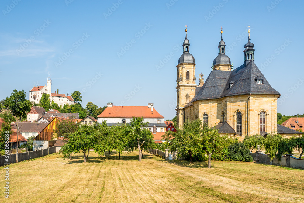 View at the Castle and Church of Holy Trinity in Gossweinstein, Germany.